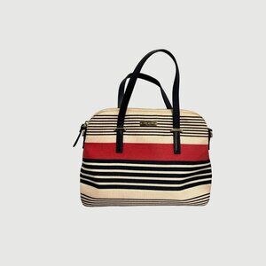 Kate Spade New York Striped Handbag Navy Red & Cream -Canvas & Leather Pre-owned